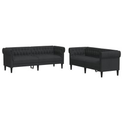 vidaXL Juego de sofás 2 piezas tela negro