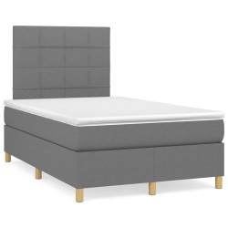 vidaXL Cama box spring con colchón tela gris oscuro 120x190 cm