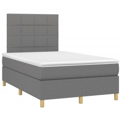 vidaXL Cama box spring con colchón tela gris oscuro 120x190 cm