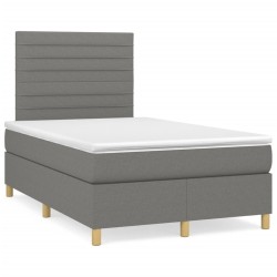 vidaXL Cama box spring con colchón tela gris oscuro 120x190 cm