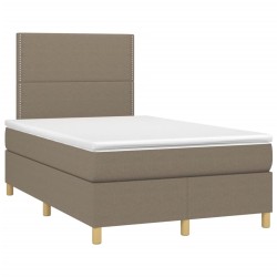 vidaXL Cama box spring con colchón tela gris taupe 120x190 cm