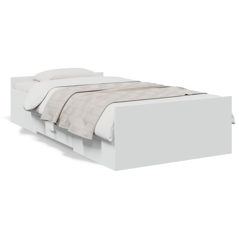 vidaXL Cama con cajones madera de ingeniería blanca 90x200 cm vidaXL Cama con cajones madera de ingeniería blanca 90x200 cm