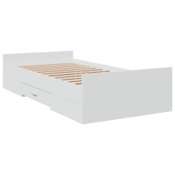 vidaXL Cama con cajones madera de ingeniería blanca 90x200 cm