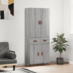 vidaXL Aparador alto madera contrachapada gris sonoma 69,5x34x180 cm