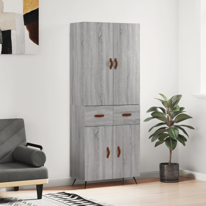 vidaXL Aparador alto madera contrachapada gris sonoma 69,5x34x180 cm vidaXL Aparador alto madera contrachapada gris sonoma 69,5x34x180 cm