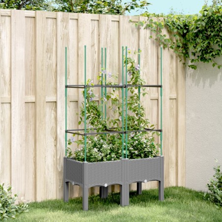 vidaXL Jardinera con enrejado PP gris claro 80x40x142,5 cm
