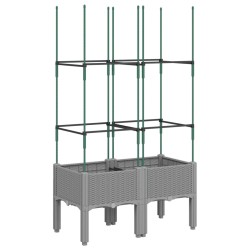 vidaXL Jardinera con enrejado PP gris claro 80x40x142,5 cm