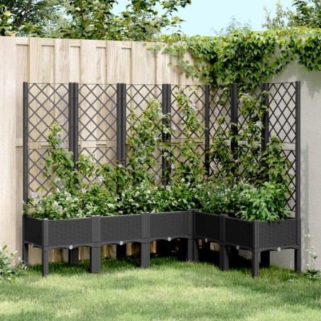 vidaXL Jardinera con enrejado PP negro 160x120x142 cm