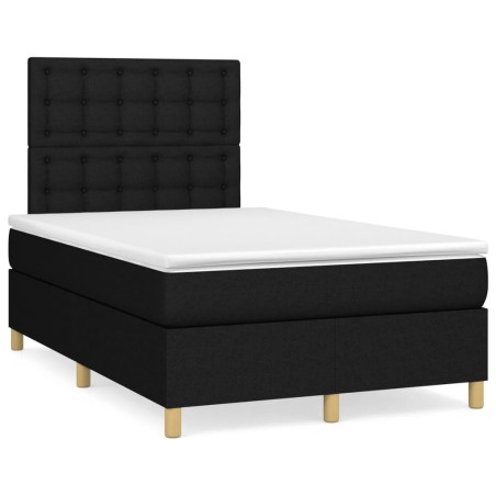 vidaXL Cama box spring con colchón y luces LED tela negro 120x190 cm