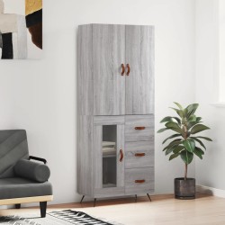 vidaXL Aparador alto madera contrachapada gris sonoma 69,5x34x180 cm