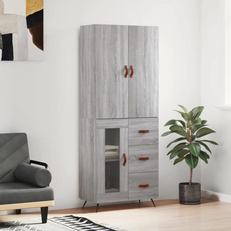 vidaXL Aparador alto madera contrachapada gris sonoma 69,5x34x180 cm vidaXL Aparador alto madera contrachapada gris sonoma 69,5x34x180 cm