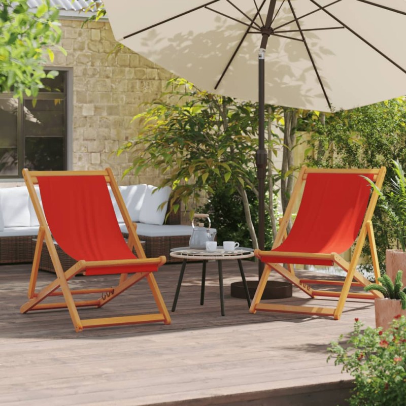 vidaXL Sillas de playa plegables 2 unidades tela rojo vidaXL Sillas de playa plegables 2 unidades tela rojo