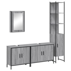 vidaXL Set de muebles de baño 4 pzas madera contrachapada gris sonoma