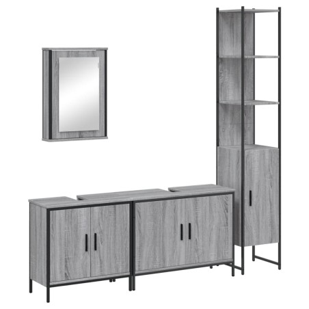 vidaXL Set de muebles de baño 4 pzas madera contrachapada gris sonoma