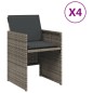 vidaXL Sillones de jardín con cojines 4 uds ratán sintético gris vidaXL Sillones de jardín con cojines 4 uds ratán sintético gris