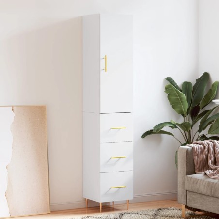 vidaXL Aparador alto madera contrachapada blanco 34,5x34x180 cm