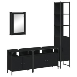 vidaXL Juego de muebles de baño 4 pzas madera contrachapada negro