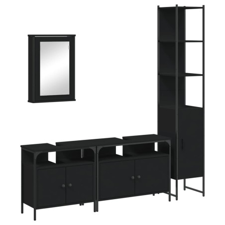 vidaXL Juego de muebles de baño 4 pzas madera contrachapada negro
