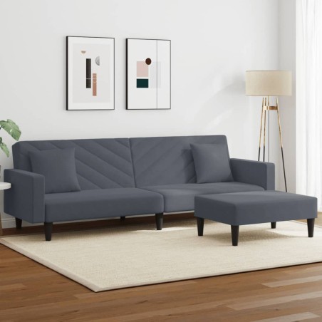 vidaXL Juego de sofás con cojines 2 piezas terciopelo gris oscuro