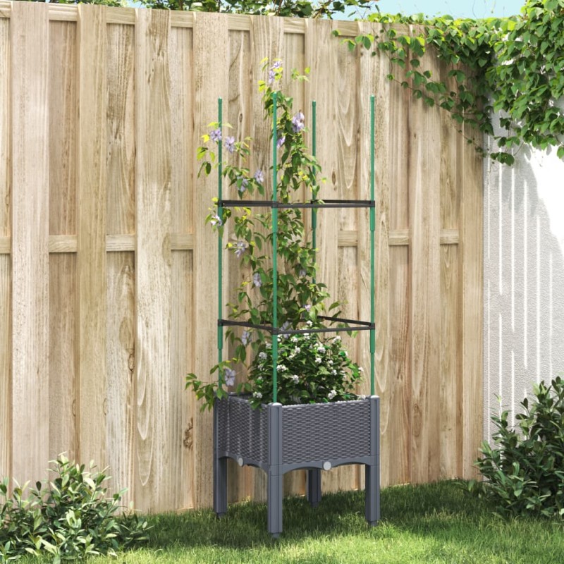 vidaXL Jardinera con enrejado PP gris 40x40x142,5 cm vidaXL Jardinera con enrejado PP gris 40x40x142,5 cm