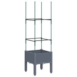 vidaXL Jardinera con enrejado PP gris 40x40x142,5 cm