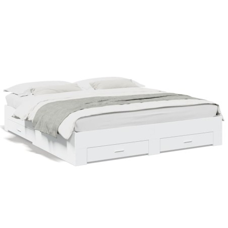 vidaXL Estructura cama con cajones madera ingeniería blanca 200x200 cm