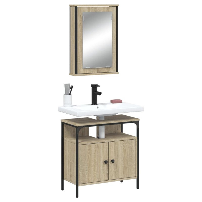 vidaXL Set de muebles de baño 2 pzas madera contrachapada roble Sonoma vidaXL Set de muebles de baño 2 pzas madera contrachapada roble Sonoma