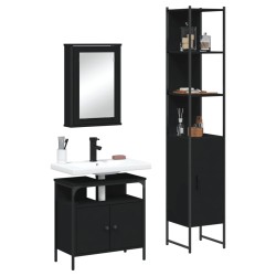 vidaXL Juego de muebles de baño 3 pzas madera contrachapada negro