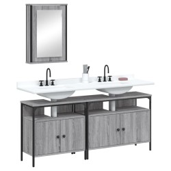 vidaXL Set de muebles de baño 3 pzas madera contrachapada gris sonoma