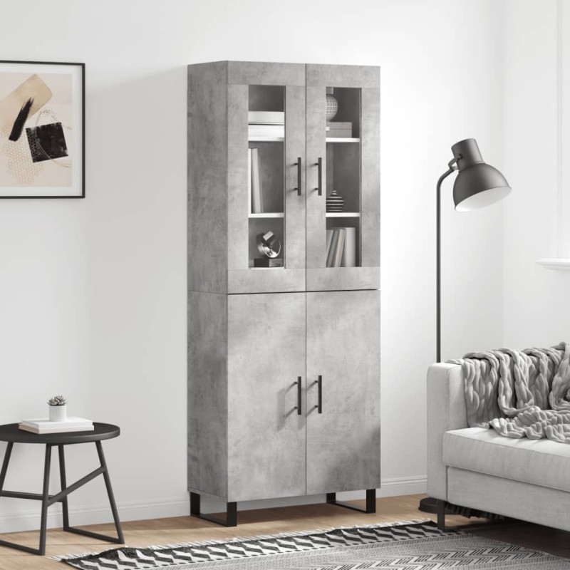 vidaXL Aparador alto madera contrachapada gris hormigón 69,5x34x180 cm vidaXL Aparador alto madera contrachapada gris hormigón 69,5x34x180 cm