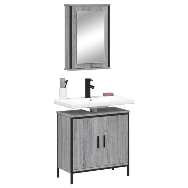 vidaXL Set de muebles de baño 2 pzas madera contrachapada gris sonoma vidaXL Set de muebles de baño 2 pzas madera contrachapada gris sonoma