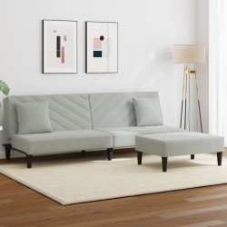 vidaXL Juego de sofás con cojines 2 piezas terciopelo gris claro