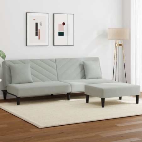 vidaXL Juego de sofás con cojines 2 piezas terciopelo gris claro