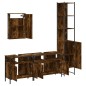 vidaXL Set de muebles baño 4 pzas madera contrachapada roble ahumado vidaXL Set de muebles baño 4 pzas madera contrachapada roble ahumado