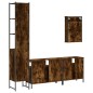 vidaXL Set de muebles baño 4 pzas madera contrachapada roble ahumado vidaXL Set de muebles baño 4 pzas madera contrachapada roble ahumado