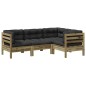 vidaXL Juego de sofás jardín 4 pzas con cojines madera pino impregnada vidaXL Juego de sofás jardín 4 pzas con cojines madera pino impregnada