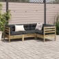 vidaXL Juego de sofás jardín 4 pzas con cojines madera pino impregnada vidaXL Juego de sofás jardín 4 pzas con cojines madera pino impregnada