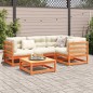vidaXL Set de sofás jardín 5 pzas con cojines madera pino marrón cera vidaXL Set de sofás jardín 5 pzas con cojines madera pino marrón cera