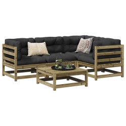 vidaXL Set de sofás jardín 5 pzas con cojines madera pino impregnada