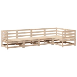 vidaXL Juego de sofás de jardín 5 piezas madera maciza de pino