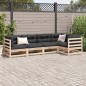 vidaXL Juego de sofás de jardín 5 piezas madera maciza de pino