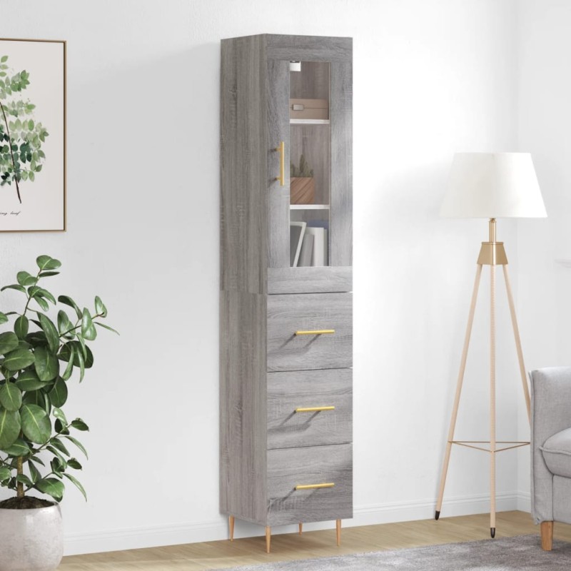 vidaXL Aparador alto madera contrachapada gris Sonoma 34,5x34x180 cm vidaXL Aparador alto madera contrachapada gris Sonoma 34,5x34x180 cm