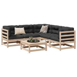 vidaXL Juego de sofás de jardín 6 pzas con cojines madera maciza pino