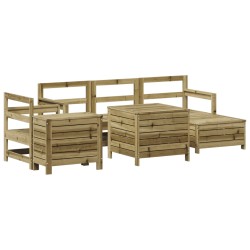 vidaXL Juego de sofás de jardín 7 pzas madera de pino impregnada