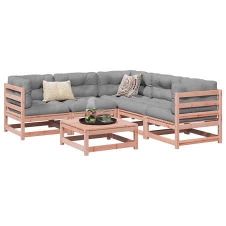 vidaXL Set de sofás jardín 6 pzas con cojines madera abeto Douglas