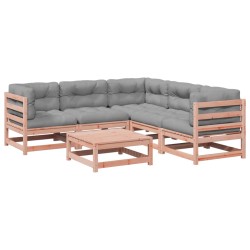 vidaXL Set de sofás jardín 6 pzas con cojines madera abeto Douglas