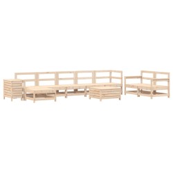 vidaXL Juego de sofás de jardín 10 pzas madera maciza de pino
