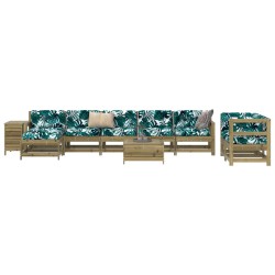 vidaXL Juego de sofás de jardín 10 pzas madera de pino impregnada