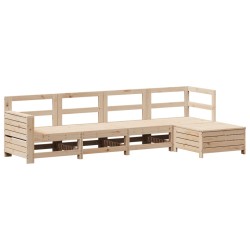 vidaXL Juego de sofás de jardín 5 piezas madera maciza de pino
