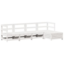 vidaXL Juego de sofás de jardín 5 piezas madera maciza de pino blanco